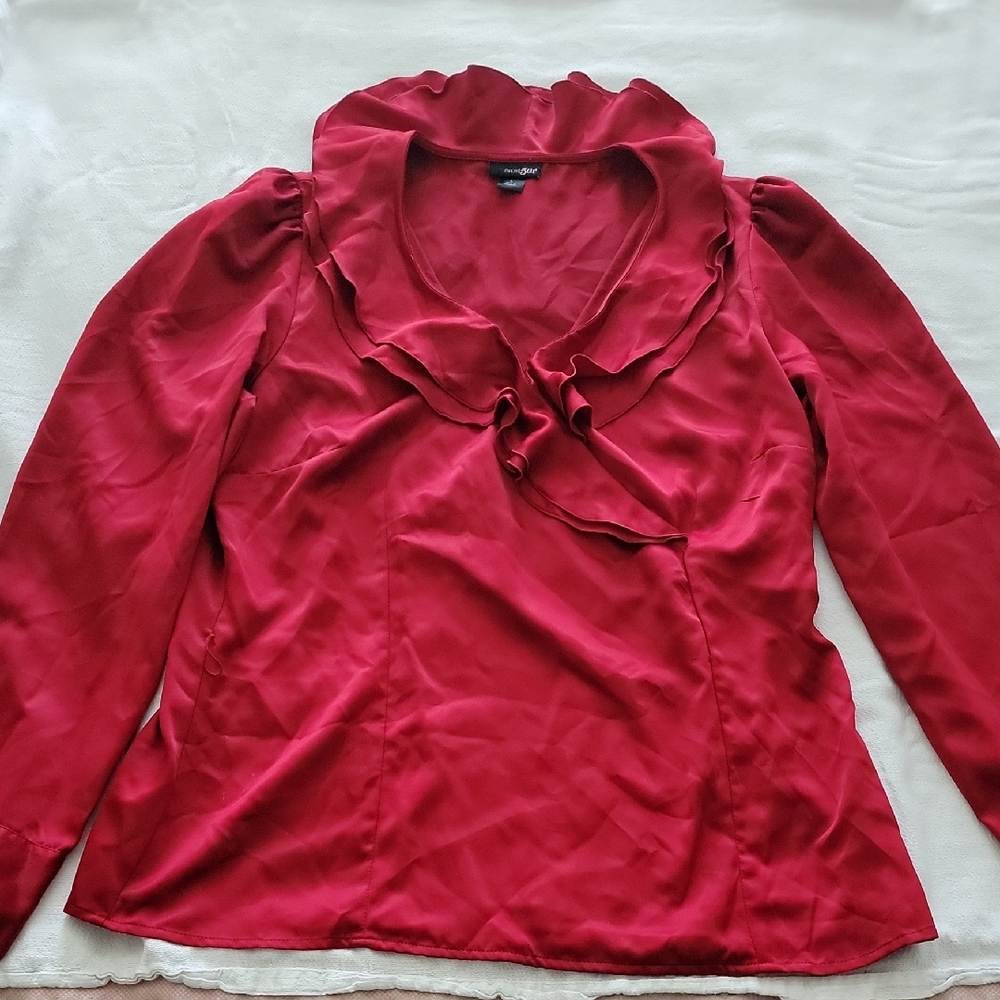 Adidas Red Ruffled Blouse
